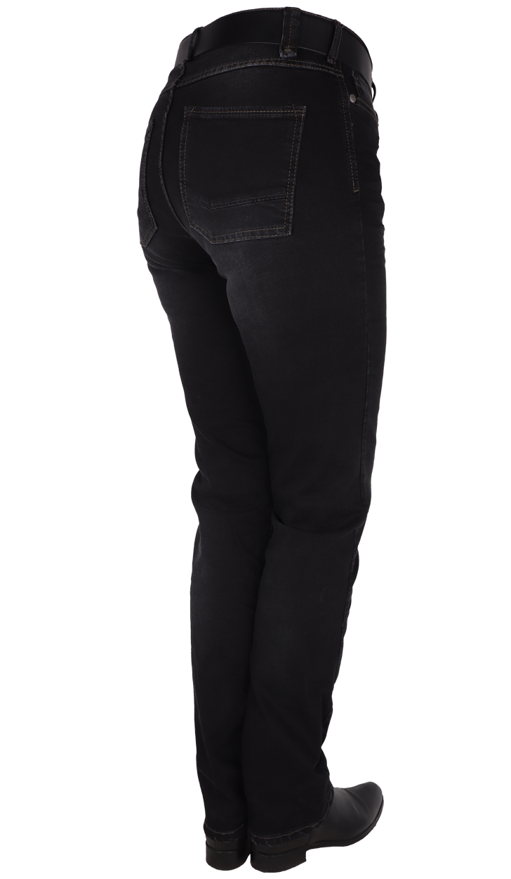 Donker zwarte dames stretch jeans middel hoge taille online kopen