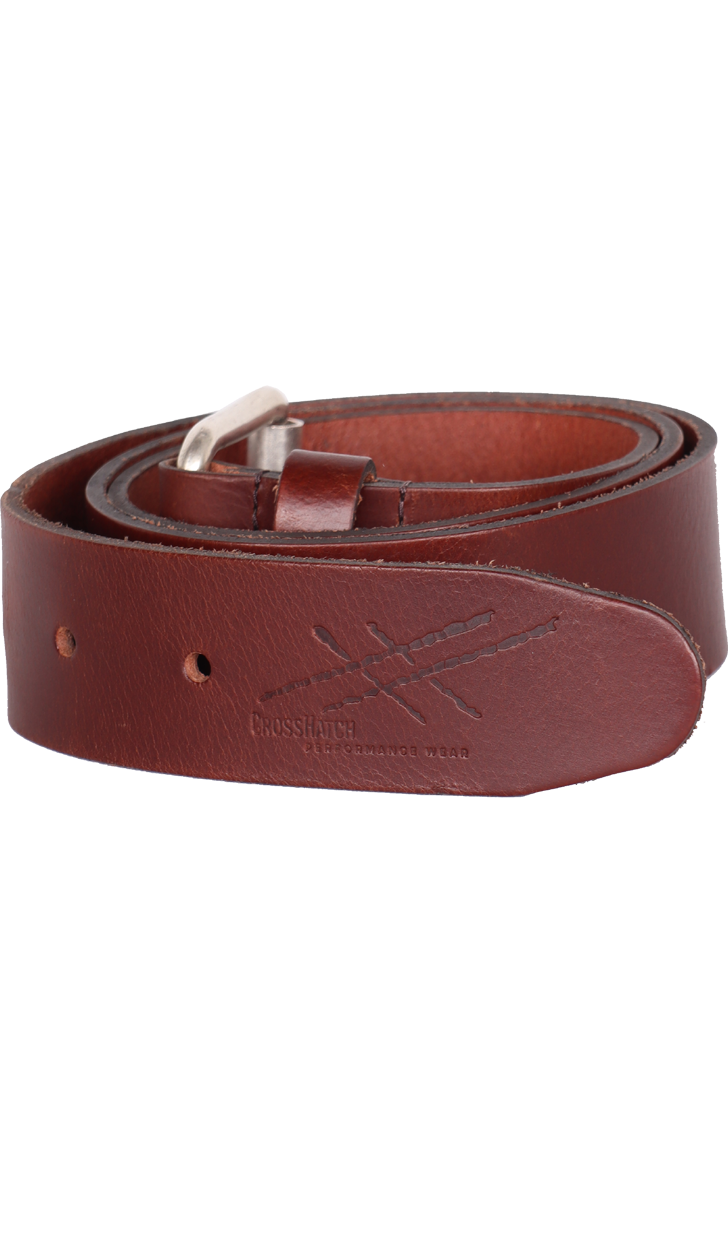 Peregrination in het geheim roestvrij Performance Belt Brown | Riem bruin leer met metalen rolgesp van 3,5cm kopen